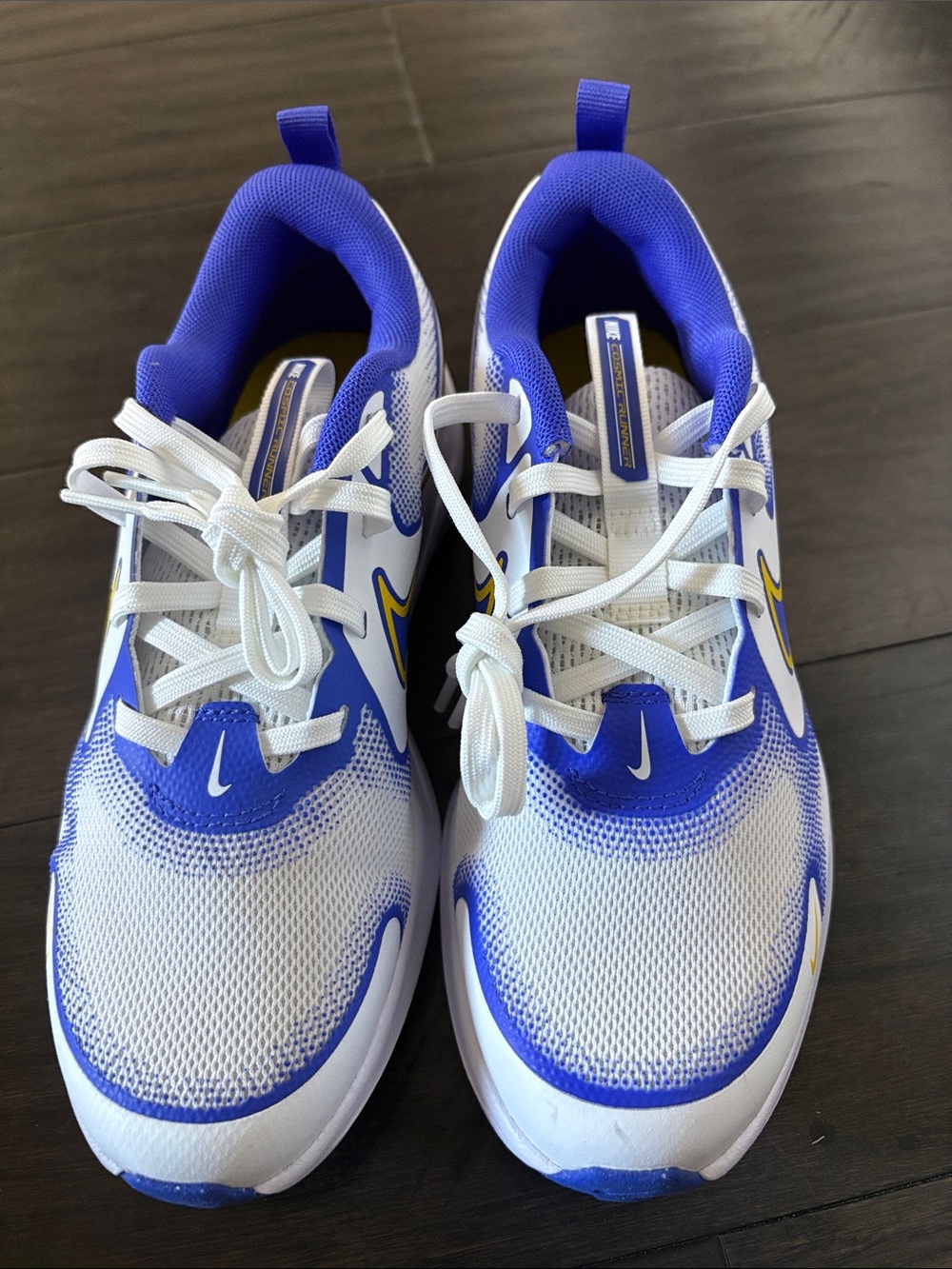 Nike Kids White and Royal Blue Mesh Sneakers